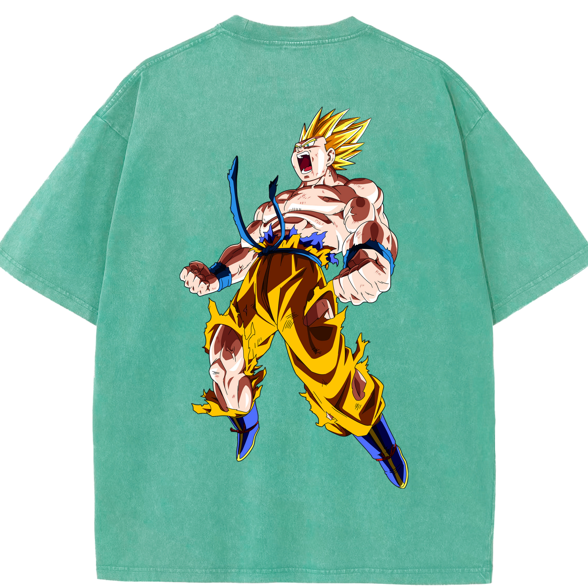 （画像用） ドラゴンボール 孫悟空（そん ごくう）Son Goku カカロット DRAGON BALL Kakarotto 綿100% ヴィンテージ風 半袖Tシャツ（背面プリント）